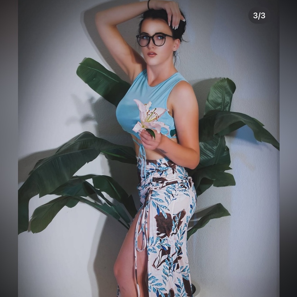 SHEIN Blue and White Floral Swim Set